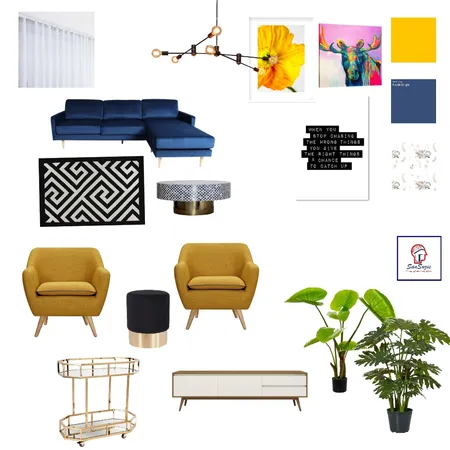 blue and yellow Interior Design Mood Board by san on Style Sourcebook
