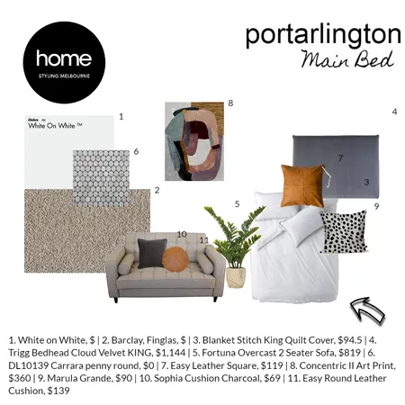 Portarlington Main Bedroom Interior Design Mood Board by Home Styling Melbourne on Style Sourcebook