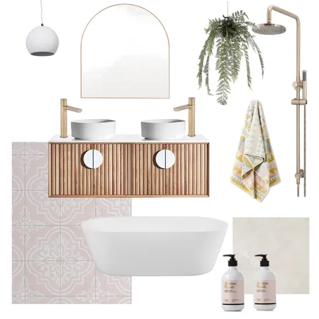 Pop of pink bathroom Interior Design Mood Board by Eliza Grace Interiors on Style Sourcebook