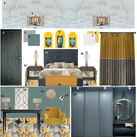 Art Deco bedroom Interior Design Mood Board by Shenzy on Style Sourcebook