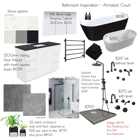 Bathroom Spec - ArmistonCourt Interior Design Mood Board by Garro Interior Design on Style Sourcebook