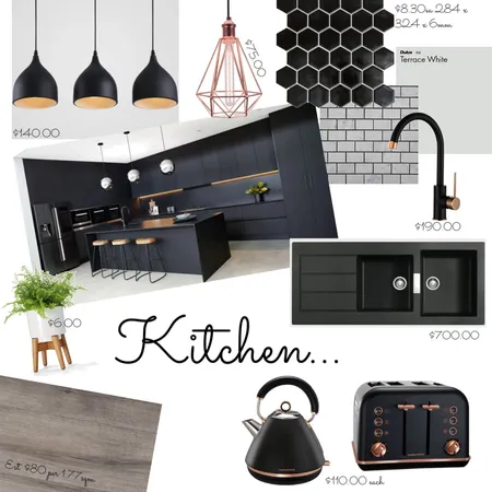 Kitchen, Black &amp; Rose Gold Interior Design Mood Board by Tamara27 on Style Sourcebook