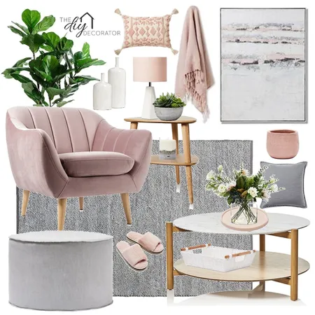 Adairs pink grey Interior Design Mood Board by Thediydecorator on Style Sourcebook
