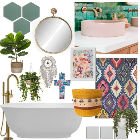 Bohemian Bathroom Interior Design Mood Board by Lenelle on Style Sourcebook
