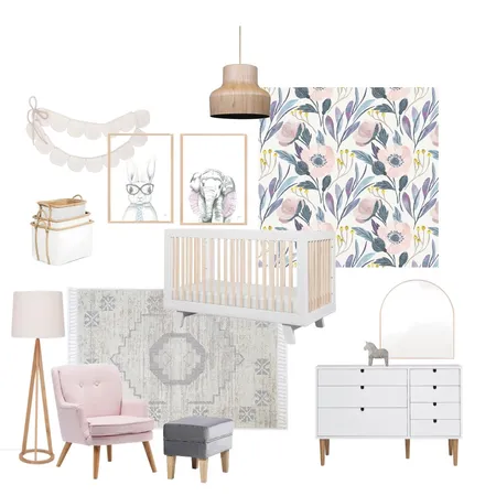 Girls Scandinavian Nursery Interior Design Mood Board by NikiStone on Style Sourcebook