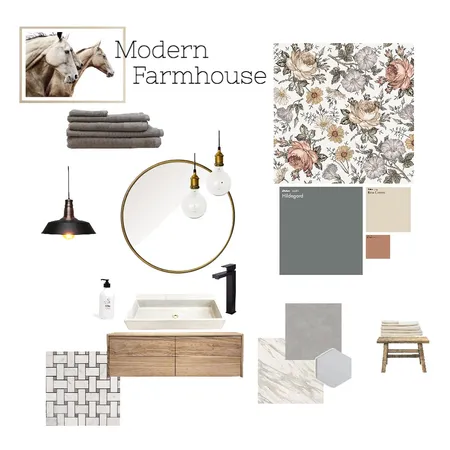 Modern Farmhouse Powder Room Interior Design Mood Board by cpinteriors on Style Sourcebook
