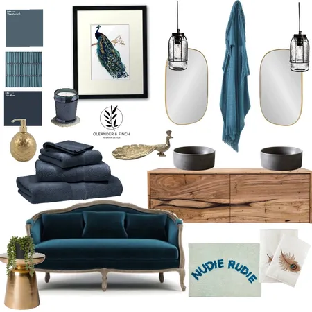 Peacock Bathroom Interior Design Mood Board by Oleander & Finch Interiors on Style Sourcebook