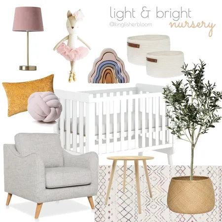 Girl's Nursery Inspiration Interior Design Mood Board by Kingfisher Bloom Interiors on Style Sourcebook