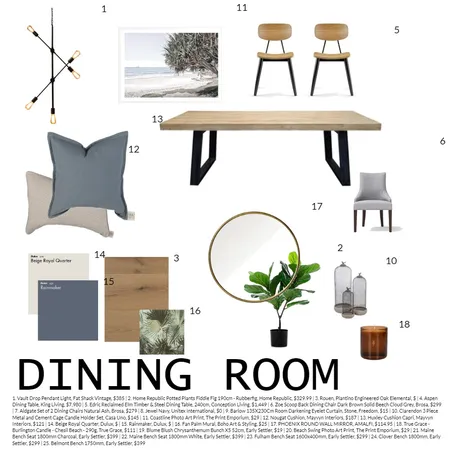 Dining Room Interior Design Mood Board by CharlotteC on Style Sourcebook
