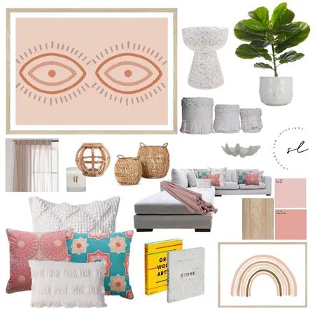 Pink Boho Living Interior Design Mood Board by Shannah Lea Interiors on Style Sourcebook