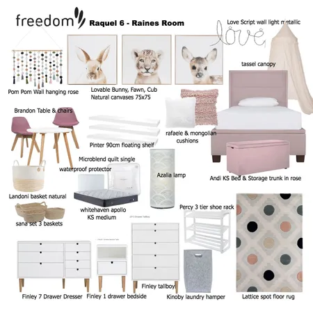 Raquel 6 - Raine's Room Interior Design Mood Board by fabulous_nest_design on Style Sourcebook
