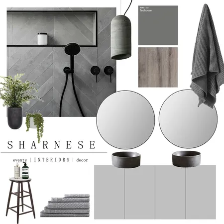 Grey and Black Bathroom Interior Design Mood Board by jadec design on Style Sourcebook