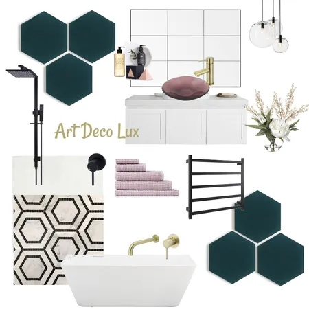 Art Deco Lux Bathroom Interior Design Mood Board by hollycoon on Style Sourcebook