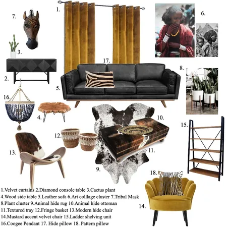 African Living Room Interior Design Mood Board by NancyGatdet on Style Sourcebook