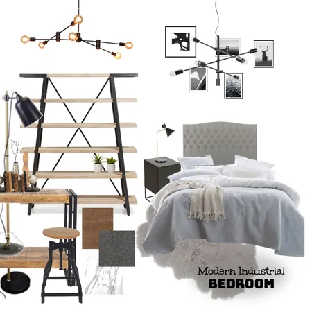 Modern Industrial Bedroom Interior Design Mood Board by hechanof on Style Sourcebook