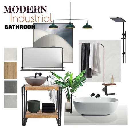 Modern Industrial Bathroom Interior Design Mood Board by hechanof on Style Sourcebook