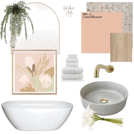 Coral Blossom Bathroon Interior Design Mood Board by Boho Art & Styling on Style Sourcebook