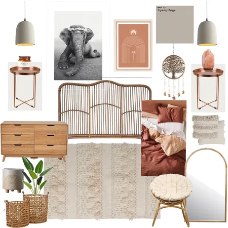 Modern boho abode - bedroom Interior Design Mood Board by House of savvy style on Style Sourcebook