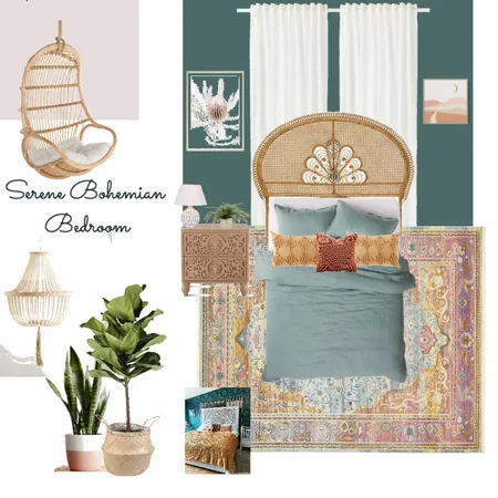 Serene Bohemian Bedroom Interior Design Mood Board by Atelier514Design on Style Sourcebook