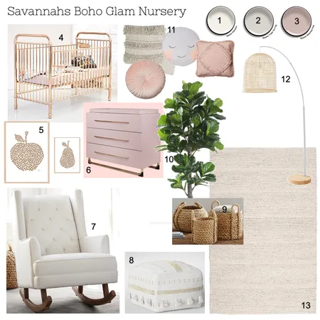 Boho Glam Nursery Interior Design Mood Board by ErinPetracco on Style Sourcebook