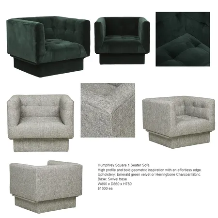 Humphrey Square 1 seater sofa Interior Design Mood Board by bowerbirdonargyle on Style Sourcebook
