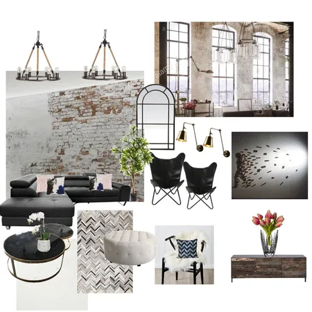 black and white industrial lounge Interior Design Mood Board by glynis on Style Sourcebook
