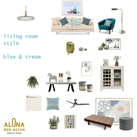 living room blue and cream Interior Design Mood Board by Alona on Style Sourcebook