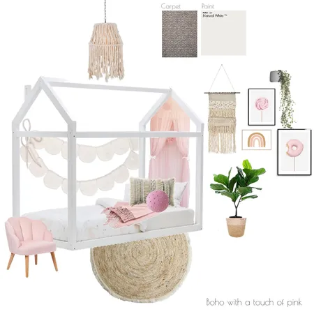 Girls Bedroom - Boho with a touch of pink Interior Design Mood Board by janaelisa on Style Sourcebook