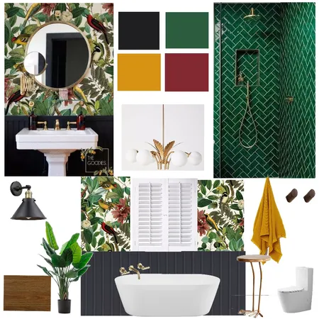 Moody tropical bathroom Interior Design Mood Board by NicoleBernstein on Style Sourcebook