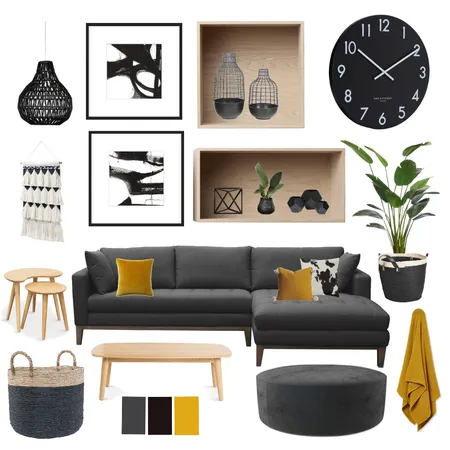 Monochrome and Mustard Interior Design Mood Board by DaniVile on Style Sourcebook