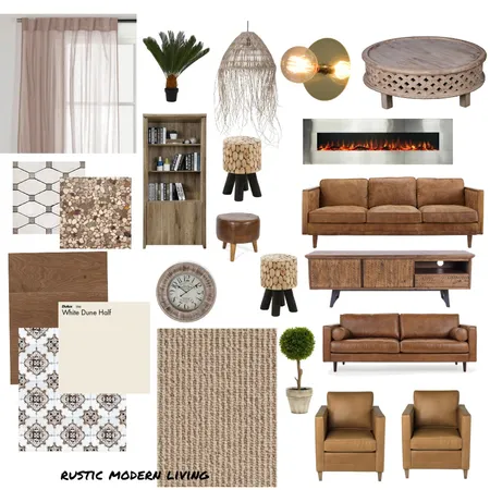 MODERN RUSTIC LIVING ROOM Interior Design Mood Board by Telvin on Style Sourcebook
