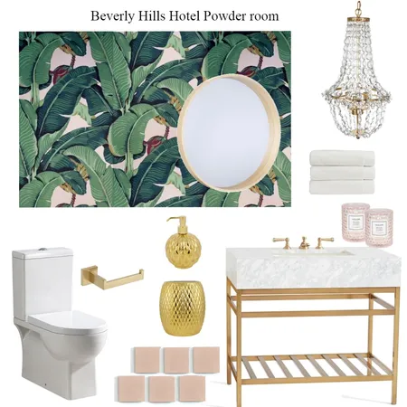 Beverly Hills Hotel Powder Room Inspo Interior Design Mood Board by ChristaGuarino on Style Sourcebook