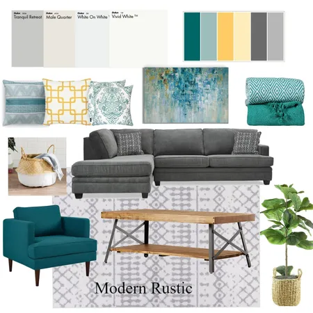 Ashley Teal Yellow Living Room Interior Design Mood Board by styleyournest on Style Sourcebook
