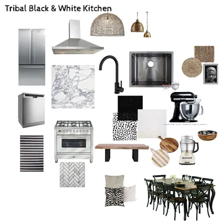 Tribal Black and White Kitchen Interior Design Mood Board by ArtisticVybze7 on Style Sourcebook