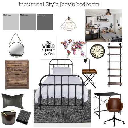 Industrial Boy's Bedroom Interior Design Mood Board by Sandammos on Style Sourcebook
