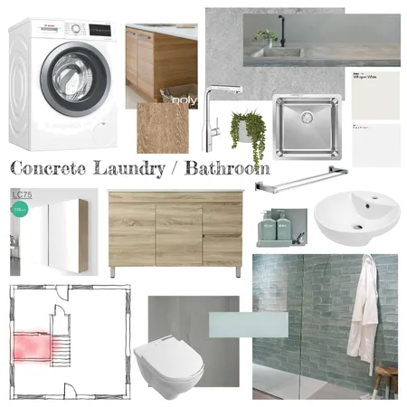 Concrete Bathroom Interior Design Mood Board by ShellyG on Style Sourcebook