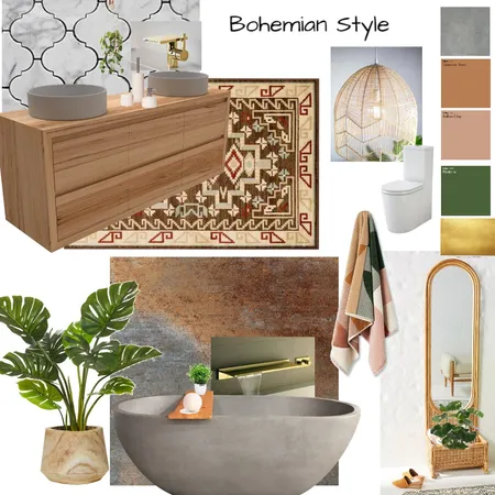 Bohemian Bathroom Interior Design Mood Board by Eestin Bubb on Style Sourcebook