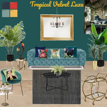 Tropical Velvet Luxe Living Room Interior Design Mood Board by Beeshandbook Interiors on Style Sourcebook