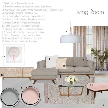 Module 9 - Living Room Interior Design Mood Board by ShontaeR on Style Sourcebook