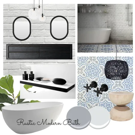 Rustic Modern Bath Interior Design Mood Board by HeidiMM on Style Sourcebook