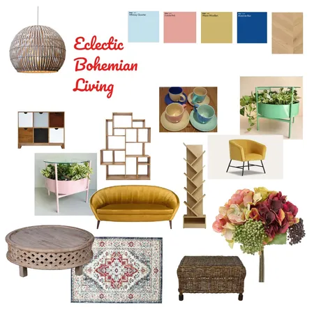 Eclectic Bohemian Living Interior Design Mood Board by Michelle Baker on Style Sourcebook
