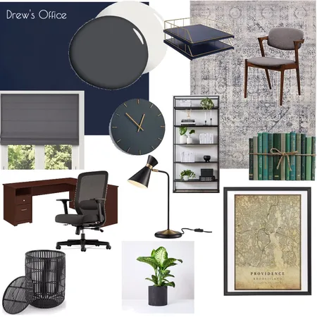 Drew's Office Interior Design Mood Board by Lazuli Azul Designs on Style Sourcebook