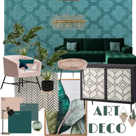 Art Deco in Green and Pink Interior Design Mood Board by Design by Gosiq on Style Sourcebook