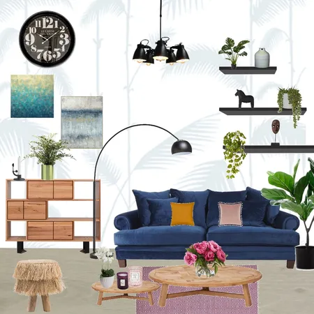 Boho Girly Living Room Interior Design Mood Board by Mermaid on Style Sourcebook