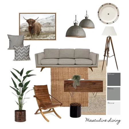 Masculine Living Room Interior Design Mood Board by nel767 on Style Sourcebook