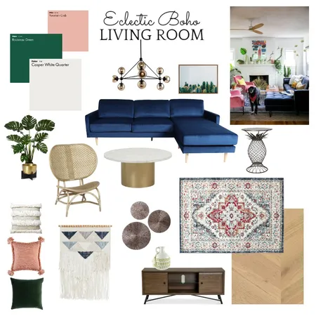 Eclectic Boho Living Room Interior Design Mood Board by janiehachey on Style Sourcebook