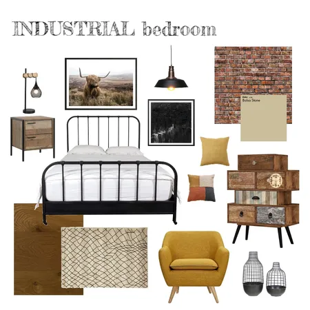 Industrial Bedroom Interior Design Mood Board by janiehachey on Style Sourcebook