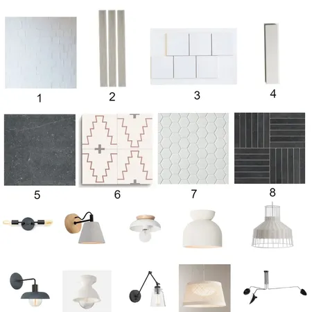 Tile options and lighting Interior Design Mood Board by knadamsfranklin on Style Sourcebook