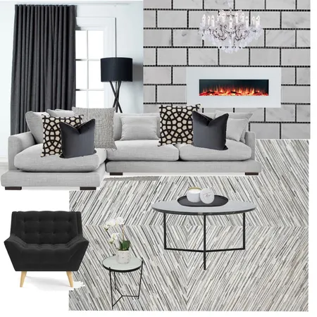 Black and White Living Room Interior Design Mood Board by Interior Styling on Style Sourcebook