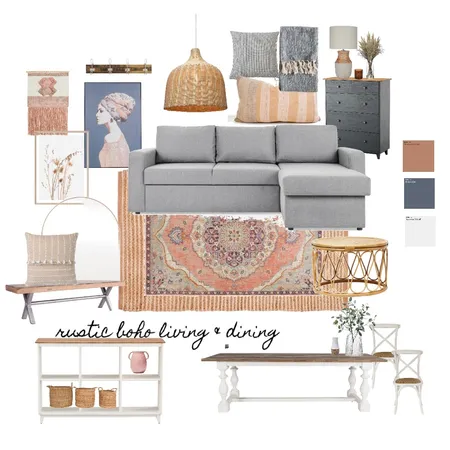 rustic boho living & dining Interior Design Mood Board by rustic_nooks on Style Sourcebook